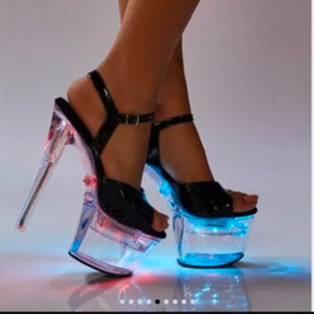 Midnight Risk It All Light Up Platform Heels